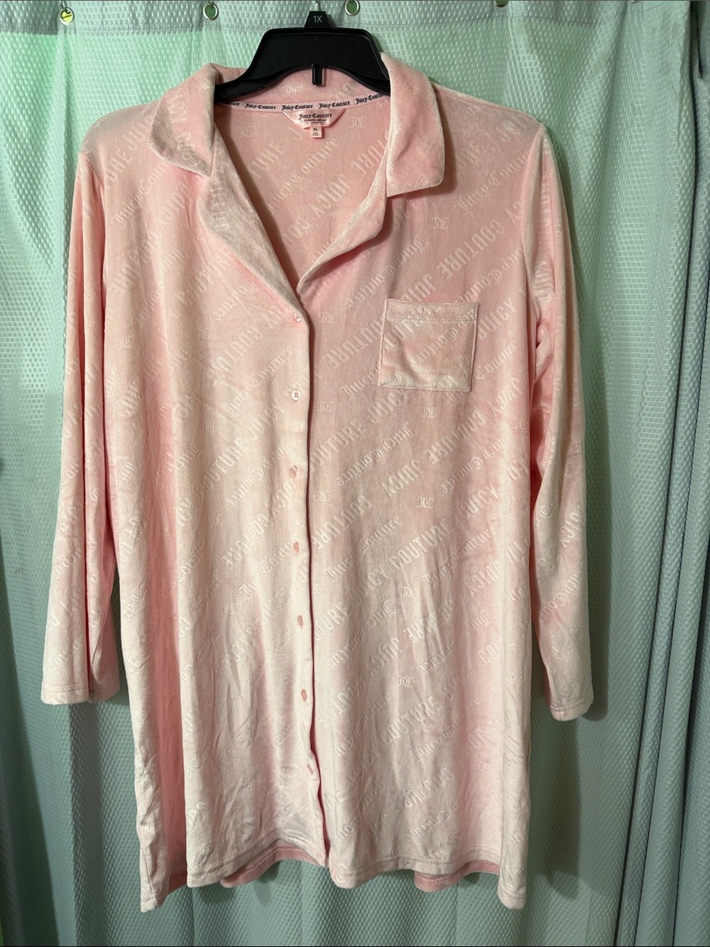 Juicy Couture Light Pink Long-Sleeve Button-Front Sleep Shirt